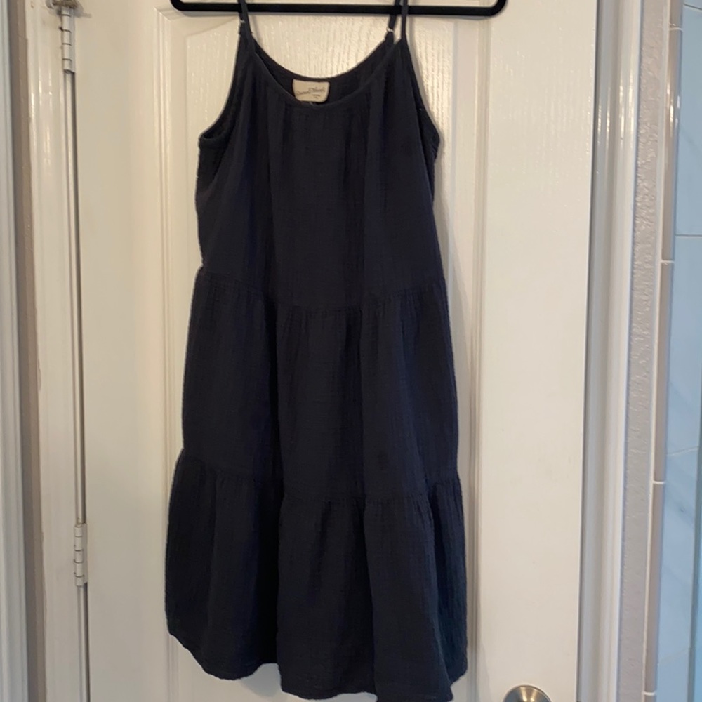 Navy spaghetti strap cotton dress